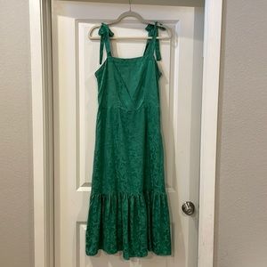 Warm green silk midi dress, size 1 (this brand’s small)